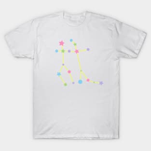 Gemini Zodiac Constellation in Rainbow Pastels T-Shirt